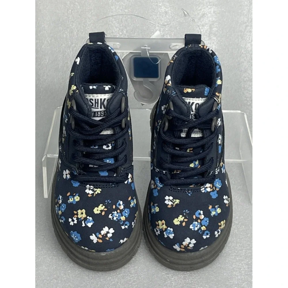 Oshkosh Floral Flower Print Blue‎ Fashion Boots Toddler Girls Size 5 NEW